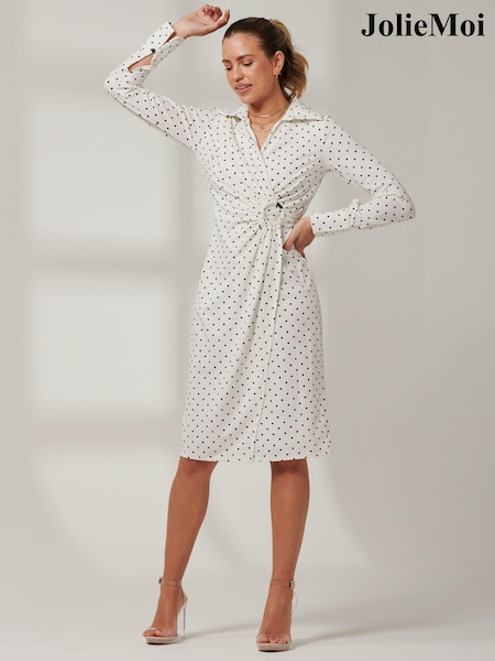 Jolie Moi White Bodycon Reina Midi Shirt Dress (B99254) | €34
