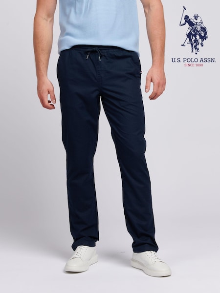 U.S. Polo Assn. Blue Mens Linen Blend Drawstring Trousers (B99339) | €44.50