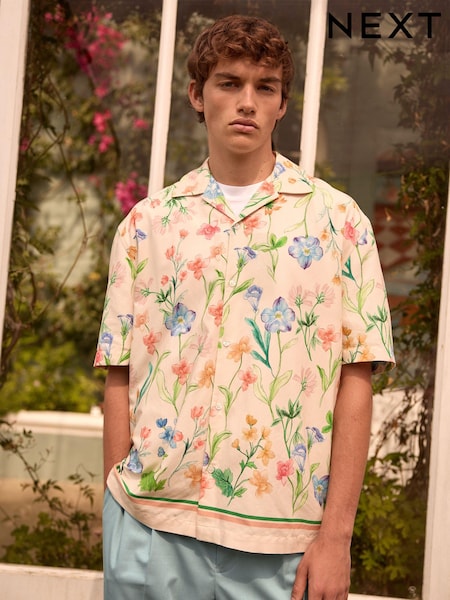 Ecru White EDIT Short Sleeve Floral Printed Shirt (B99358) | € 9