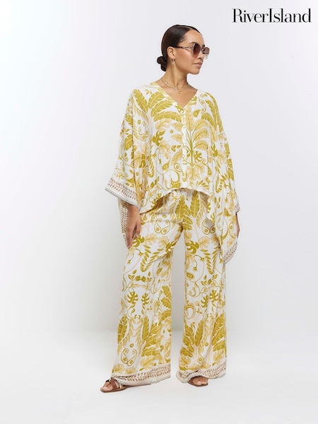 River Island Green Tropical Batwing Beach Top (B99543) | €23