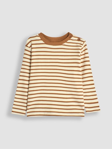 JoJo Maman Bébé Mocha Brown Breton Long Sleeved Top (B99582) | €19