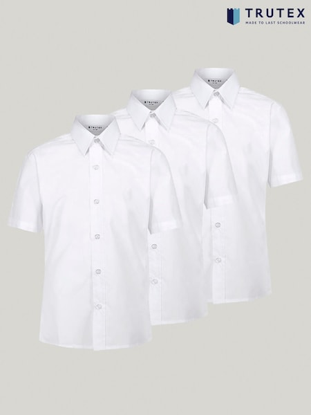 Trutex White Slim Fit Short Sleeve 3 Pack School Shirts (B99645) | 34 € - 44 €