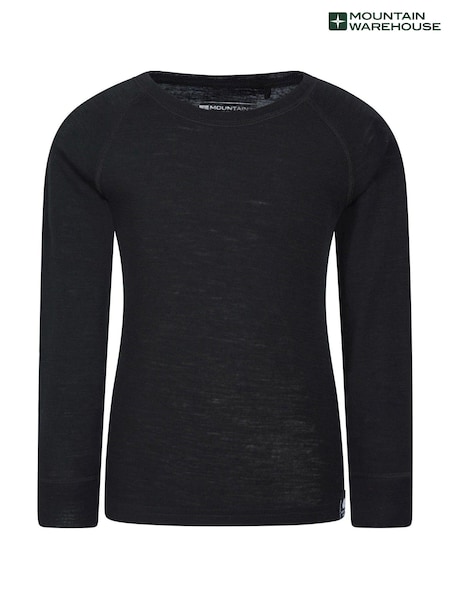 أسود - Mountain Warehouse Merino Ii Kids Round Neck Thermal Top (B99747) | ‏128 د.إ.‏