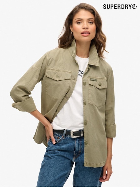 Superdry Green 100% Cotton Military Overshirt (B99751) | SGD 126