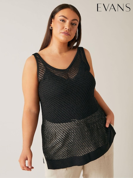 Negru - Vestă cu fir cu bandă mărimi mari Evans (B99790) | 103 LEI