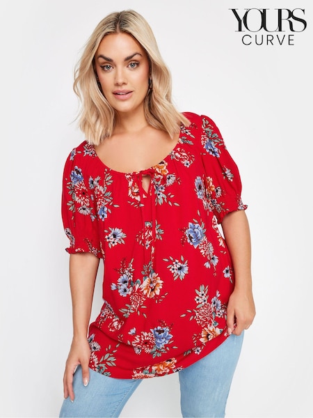 Yours Curve Red Floral Print Top (B99829) | €40