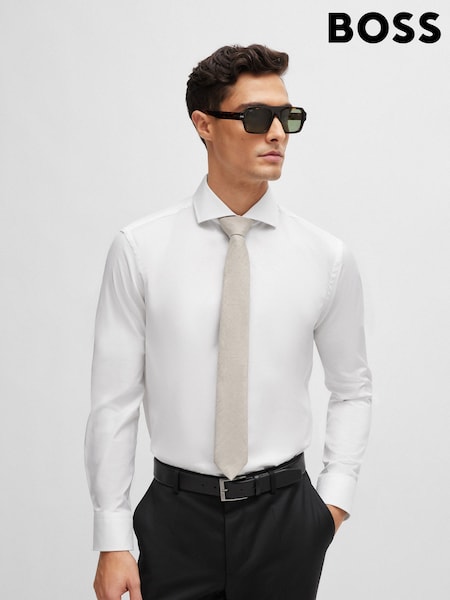 BOSS Jacquard Tie In Cotton And Linen (B99862) | 247 LEI