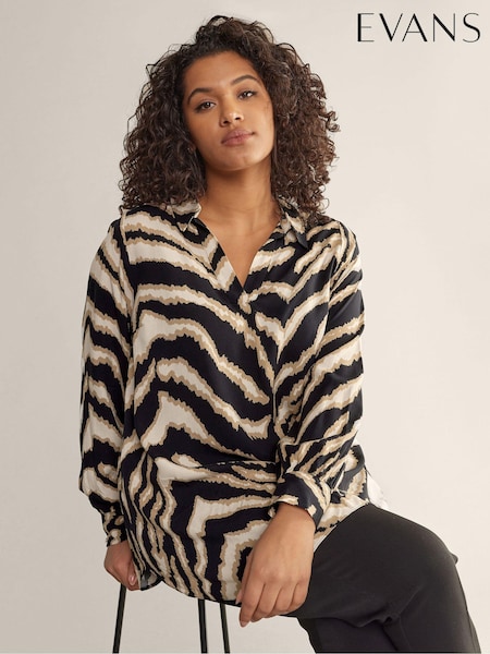 Evans Notch Neck Black Blouse (B99867) | AED90