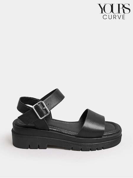 Yours Curve Black Extra Wide Fit Two Part Chunky Sandals In Wide E Fit & Extra Wide EEE Fit (B99883) | €47