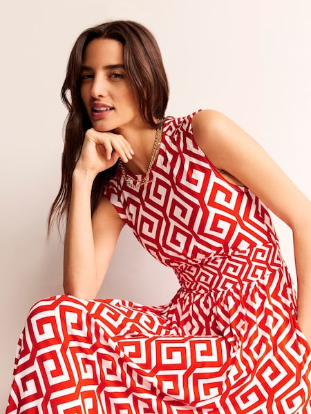 Boden Red Rebecca Jersey Midi Tea Dress (B99997) | €66