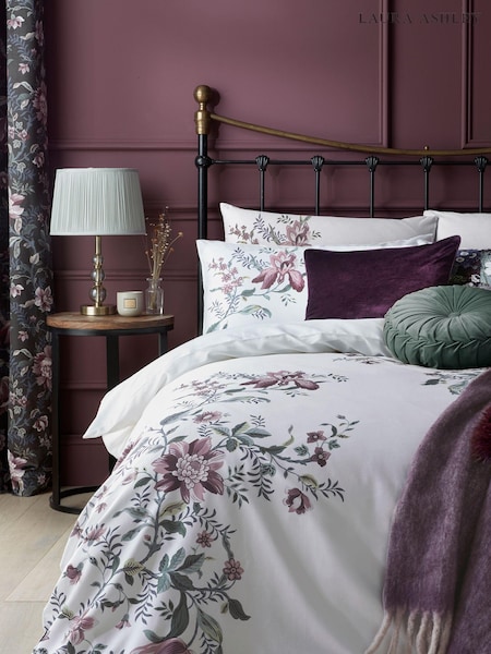 Laura Ashley Blackberry Purple Editas Garden 100% Cotton Pillowcases (BC6966) | €30