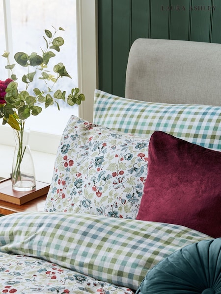 Laura Ashley Newport Blue Rosa Sancta 100% Cotton Pillowcases (BH5486) | 49 QAR