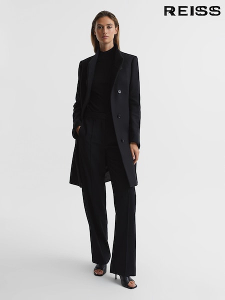 أسود - Reiss Mia Wool Blend Mid-Length Coat (C00247) | ‏2,434 د.إ.‏