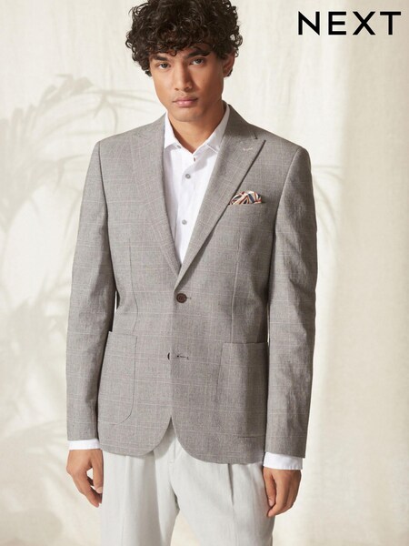 Neutral Brown Signature Nova Fides Check Blazer (C00303) | €13