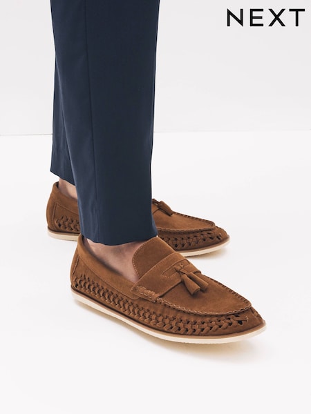 Tan Brown Tassel Loafers (C00361) | AED83