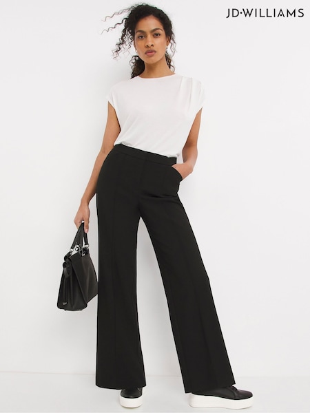JD Williams Black Regular Length Magisculpt Wide Leg Trousers (C00387) | €21.50