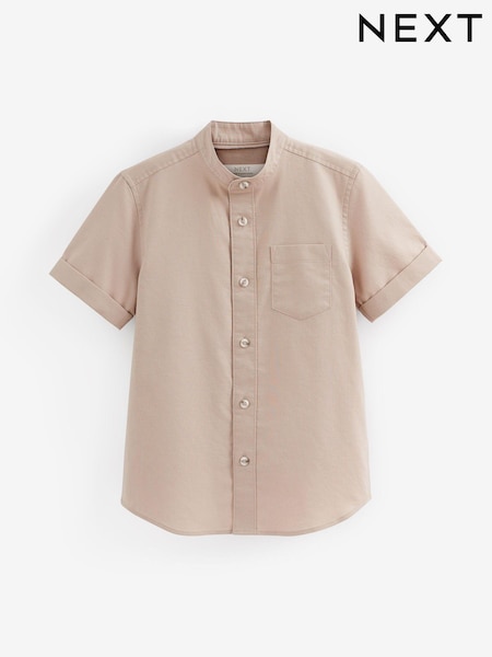 Nevtralna rjava - Grandad Collar Oxford Shirt (3-16yrs) (C00491) | € 10 - € 14