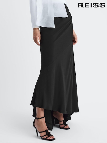 Reiss Black Maxine High Rise Fitted Maxi Skirt (C00556) | $411