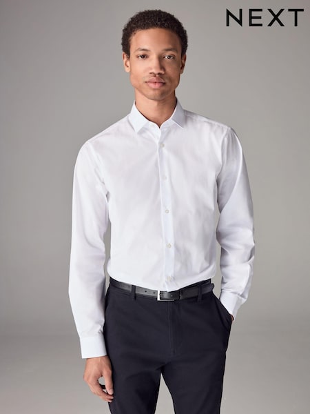 White Slim Fit Easy Care Single Cuff Smart Shirt (C00769) | 99 QAR