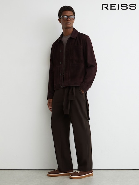 Brown - Relaxed Fit Reiss Found Stretch Drawstring Trousers