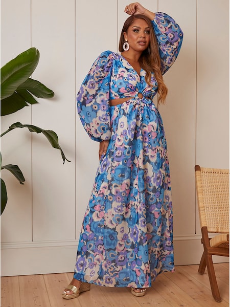 Chi Chi London Long Sleeve Ring Detail Floral Maxi Dress (C01008) | 58 €