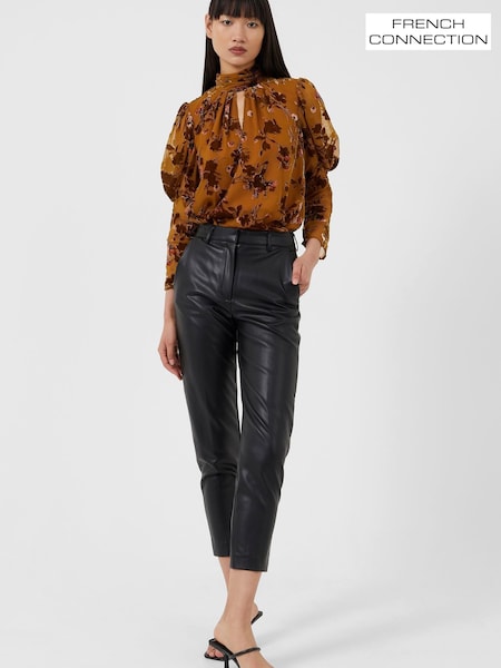 French Connection Crolenda Pu Tapered Black Trousers (C01153) | €54