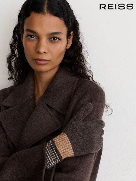 Chocolate - Reiss Issie Wool-blend Knitted Gloves With Cashmere