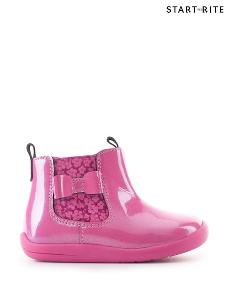 Start Rite Pink Wonderland Leather Zip Up Chelsea Boots (C01332) | €26