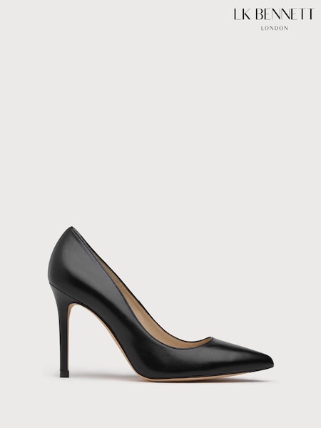 LK Bennett Black Leather Fern Kid Pointed Toe Courts (C01343) | €253