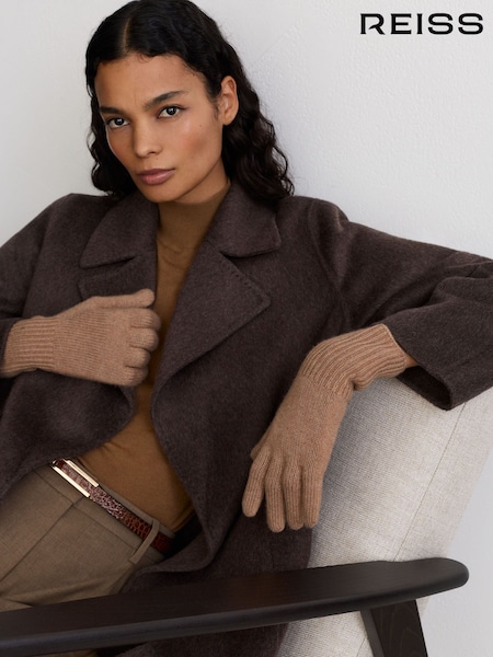 Camel - Reiss Issie Wool-blend Knitted Gloves With Cashmere