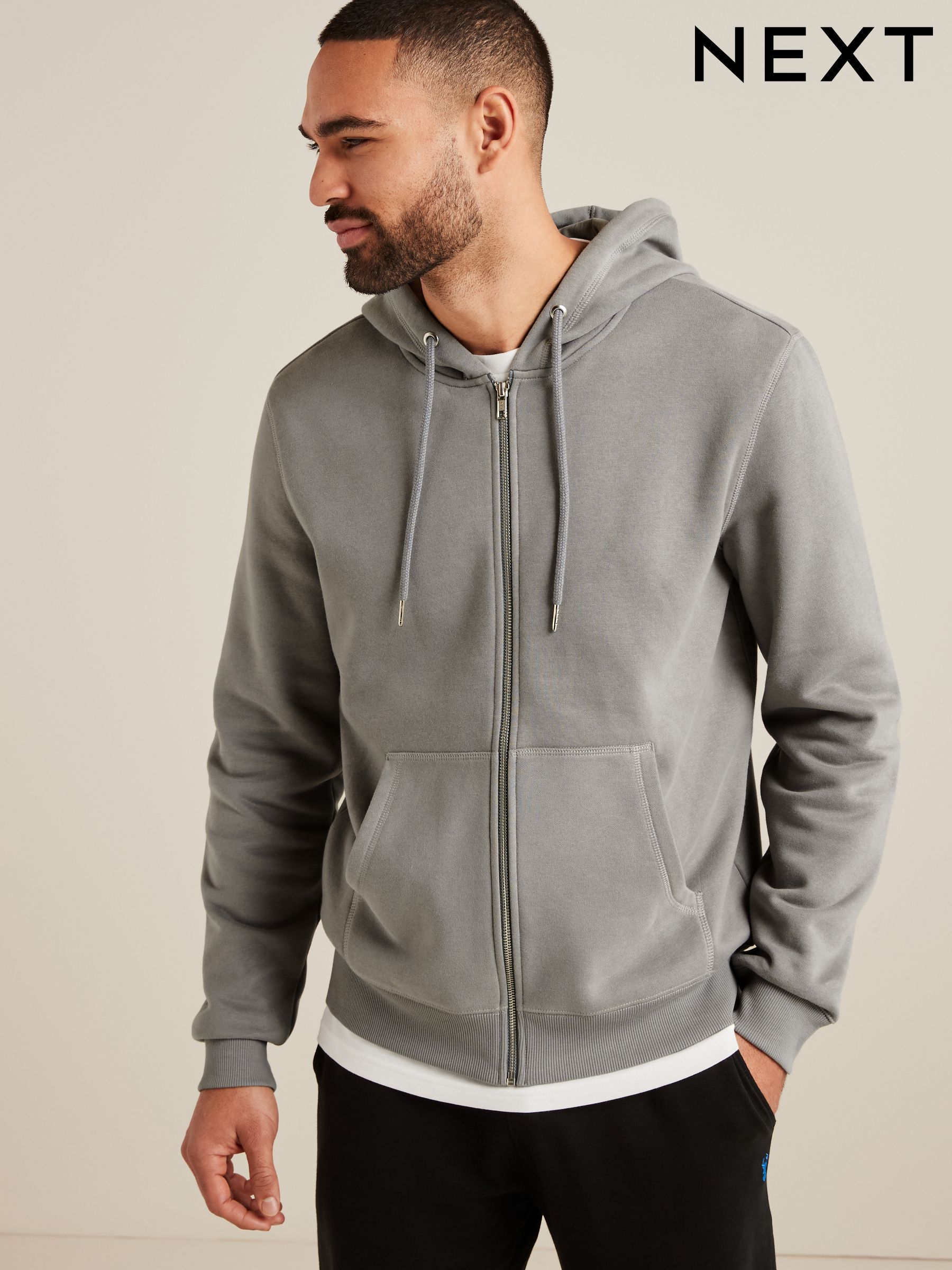 Men s Loungewear Hoodies Plain Zip Through Next
