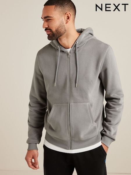 Pale Grey Zip Through Hoodie (C01549) | €32