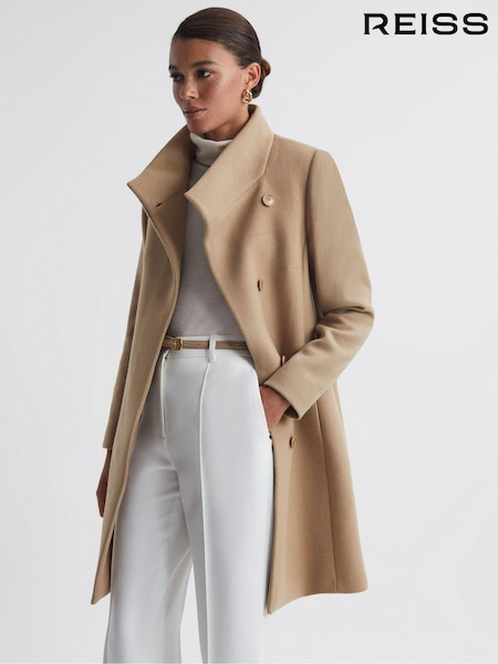 Reiss Camel Mia Wool Blend Mid-Length Coat (C01725) | €515