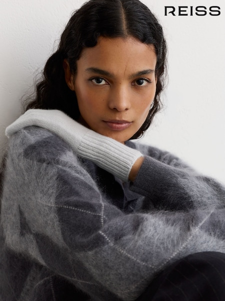 Серый - Reiss Issie Wool-blend Knitted Gloves With Cashmere