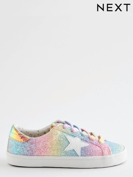 Regenbogen-Pastell, Glitzer - Geschnürte Turnschuhe mit Stern (C01864) | 19 € - 25 €
