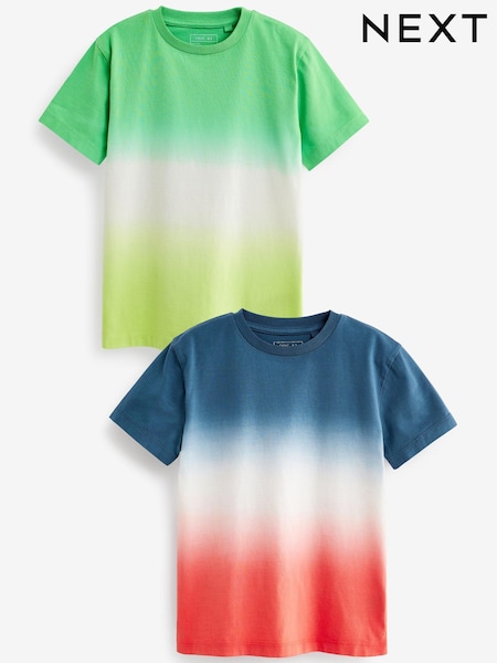 Vert/Bleu - Short Sleeve Dip Dye T-Shirts 2 Pack (3-16yrs) (C01980) | € 14 - 22 €