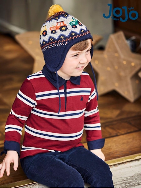 JoJo Maman Bébé Burgundy Stripe Rugby Top (C02064) | €35