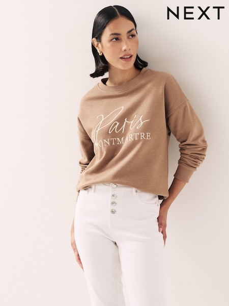 Neutral Paris Drop Shoulder Graphic Sweatshirt (C02150) | €21.50