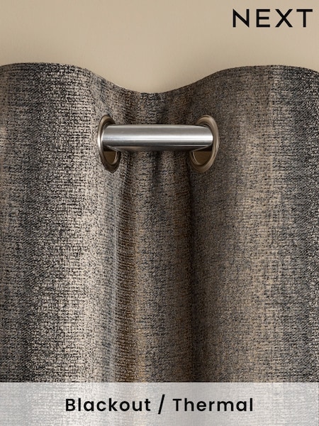 Black/Bronze Gold Metallic Stripe Eyelet Blackout/Thermal Curtains (C02347) | $151 - $281
