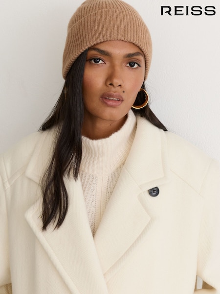 Camel - Reiss Freya Wool-blend Rib-knit Beanie