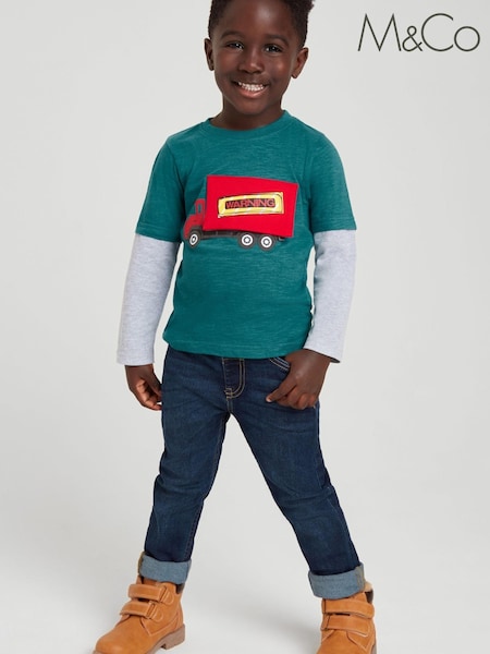 M&Co Natural Dino Truck 3D Long Sleeve T-Shirt (C02565) | €6.50 - €7.50