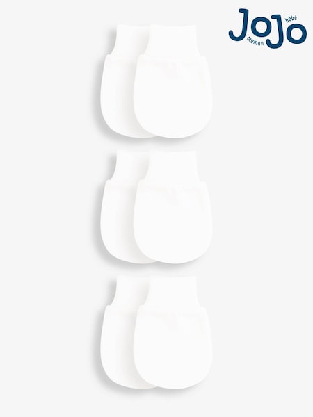 JoJo Maman Bébé White 3-Pack Scratch Mitts (C02783) | €6.50