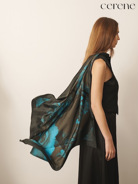 Brown Precious Floral Print - Cerene Large Square Scarf