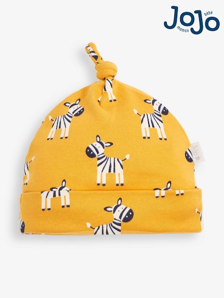 JoJo Maman Bébé Yellow Zebra Print Cotton Baby Hat (C03334) | €8