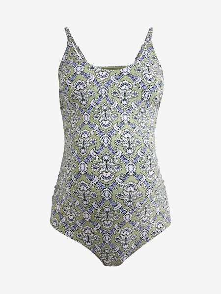 Green Woodblock Maternity Scoop Swimsuit (C03564) | €10