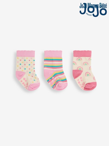 JoJo Maman Bébé Girls' Rainbow 3-Pack Socks (C03718) | 15 €