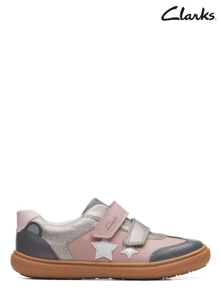 Clarks Pink Combi Flash Print K F Fit Shoes (C03968) | €26