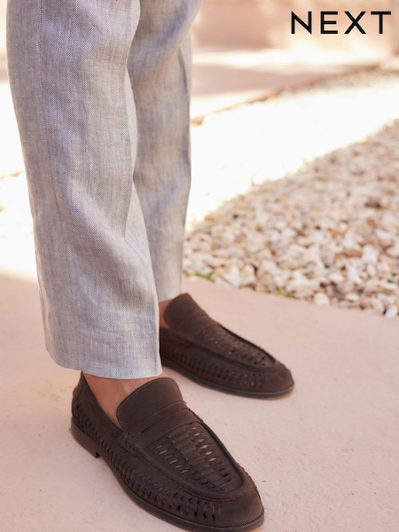 Коричневый - Leather Weave Loafers (C03970) | €22