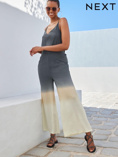 Grey/ Cream Ombré Tie Dye Strappy Jumpsuit (C04741) | €22