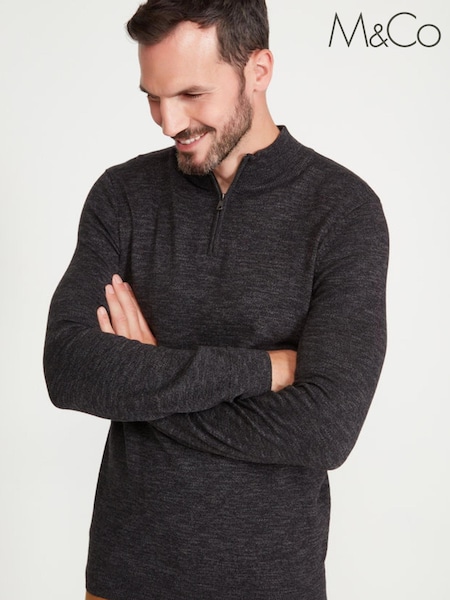 M&Co Grey Half Zip Knit Jumper (C05018) | €7.50